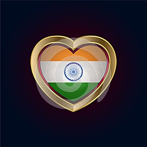 Golden heart shaped Illustration of India flag