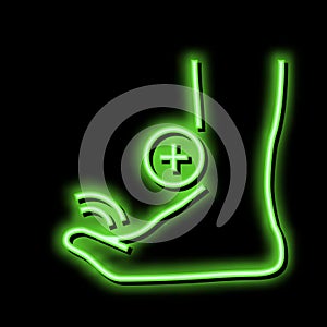 bending finger feet neon glow icon illustration