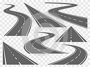 Bending roads vector set