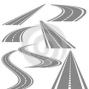 Bending roads vector set, stock vector illustration photo