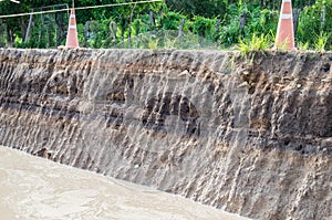 Beneath the asphalt. Layer of soil beneath the asphalt road.