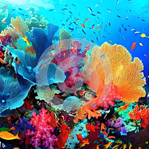 A vibrant and diverse coral reef teeming with marine life - Generative AI
