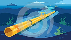 Beneath the surface the subsea oil pipeline hums with purpose serving as an underwater highway for liquid gold.. Vector photo