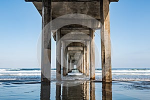 Beneath Symmetrical Concrete Pier in La Jolla, California