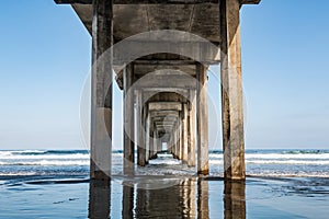 Beneath Symmetrical Concrete Pier in La Jolla, California photo