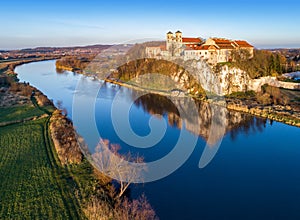 Benedictine abbey in Tyniec, Krakow, Poland. Vistula River