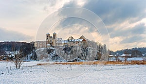 Benedictine Abbey in Tyniec near Krakow in Poland in winter time