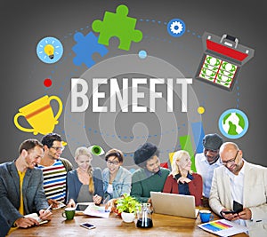 Benefit Advantage Compensation Reward Bonus Concept photo