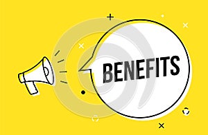 Benefit employee megaphone vector concept bargain announcement business banner.