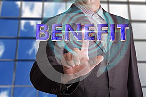Benefit text with businessman