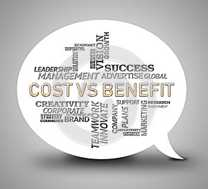 Benefit Versus Cost Words Means Value Gained Over Money Spent - 3d Illustration