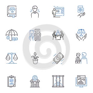 Benefits administration line icons collection. Streamlining, Cost-effective, Compliance, Simplification, Efficiency
