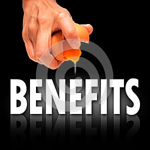 Benefits concept on black background