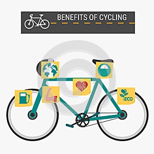 The benefits of cycling, infographics.