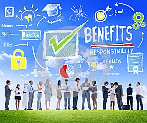 Benefits Gain Profit Earning Income Communication Concept photo