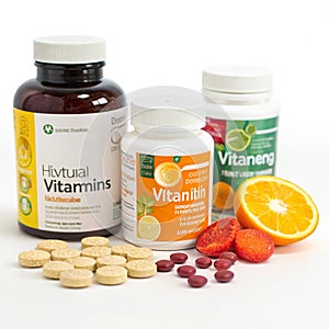 Benefits and high vitamins isolated on white background photo