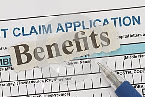 Benefits newspaper cutout photo