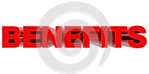 BENEFITS word on white background 3d rendering