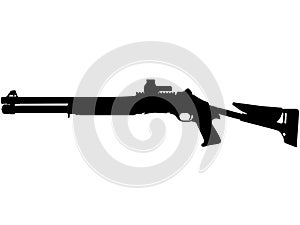 BENELLI M4 Super 90 TS semi-automatic shotgun pump action shotgun, pumpgun. Detailed vector illustration realistic silhouette