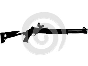 Benelli Super 90-M4 M1014 Tactical - Black Synthetic Shotguns pump action shotgun, pumpgun. Detailed realistic silhouette