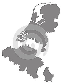 Benelux map - three states in western Europe: Belgium, the Netherlands, and Luxembourg