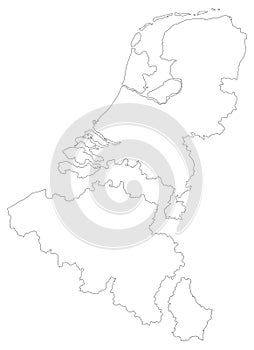 Benelux map - three states in western Europe: Belgium, the Netherlands, and Luxembourg