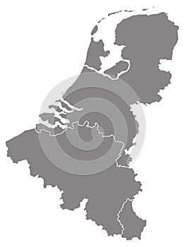 Benelux map - three states in western Europe: Belgium, the Netherlands, and Luxembourg