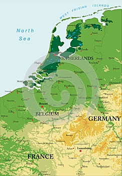 Benelux relief map