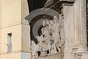 Benevento: Arco di Traiano, Roman arch, at morning