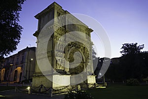 Benevento: Arco di Traiano, Roman arch, by night