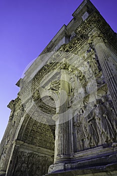 Benevento: Arco di Traiano, Roman arch, by night