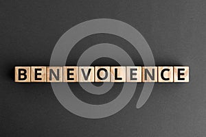 Benevolence - word from wooden blocks with letters