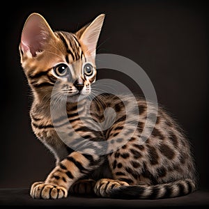 Bengal cat isolatet on black background