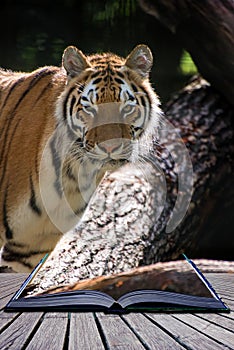 Bengal tiger panthera tigris tigris in captivity conceptual book
