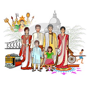 Bengali family showing culture of West Bengal, India