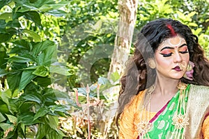 Bengali married women in traditional sari at Indian festival