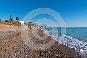 Benicarlo beach Spain near alegria del mar camping blue sky and sea photo