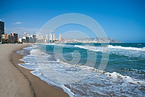 Benidorm Alicante beach buildings and Mediterranean