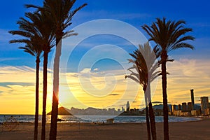 Benidorm Alicante playa de Poniente beach sunset