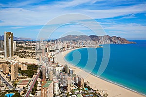 Benidorm beach aerial skyline in Alicante