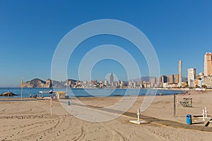 Benidorm beach Spain called playa del mal pas with view towards Poniente photo