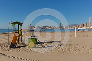 Benidorm beach Spain playa del mal pas with play area