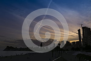 Benidorm city panoramic view from Poniente beach