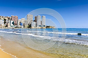 Benidorm seashore on levante beach, Spain photo