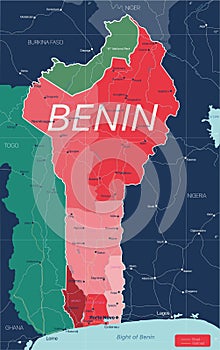 Benin country detailed editable map