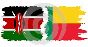Benin and Kenya grunge flags connection vector
