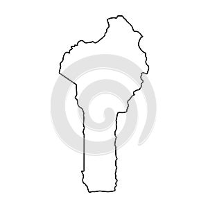 Benin map of black contour curves on white background of vector