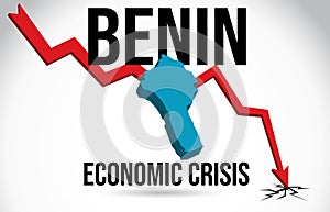 Benin Map Financial Crisis Economic Collapse Market Crash Global Meltdown Vector