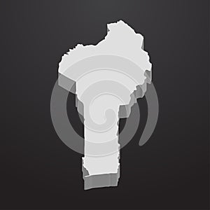 Benin map in gray on a black background 3d