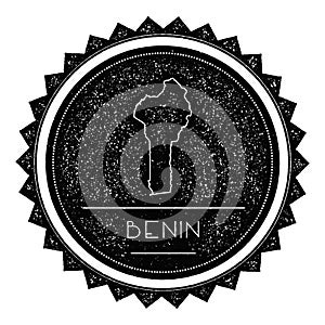 Benin Map Label with Retro Vintage Styled Design.